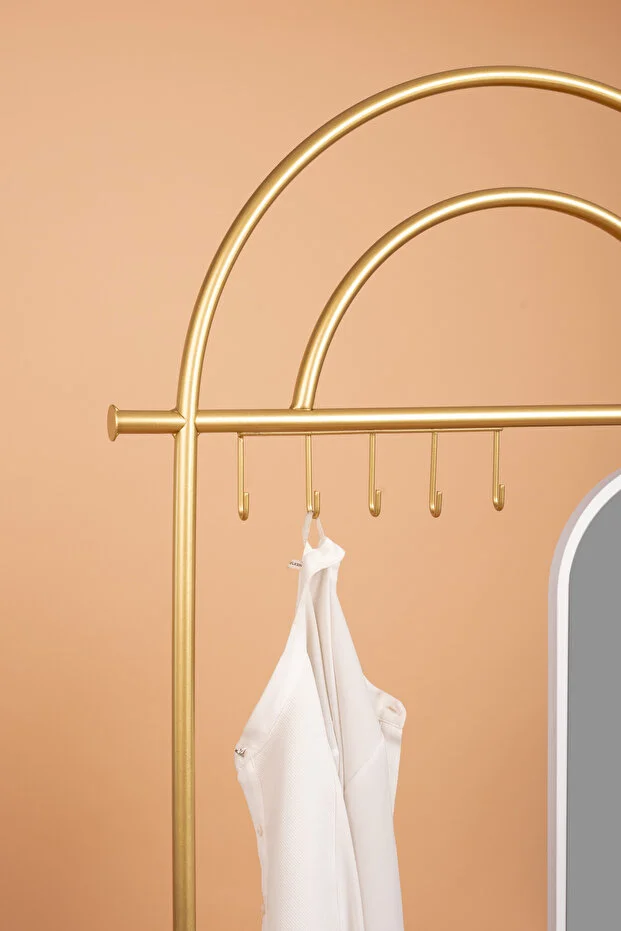 Aynalı Portmanto Puf Bench Ayakkabılık Telli Raf